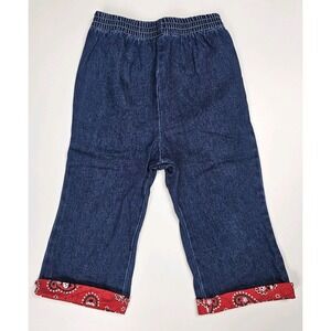 Vintage Copper Key Jeans 4T Toddler Red Bandana Cuffs Stretch‎ Waist 100% Cotton